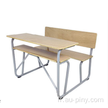 Table et chaise de lycée en métal en bois massif, banc d&#39;école de dinde Mozambique double bureau